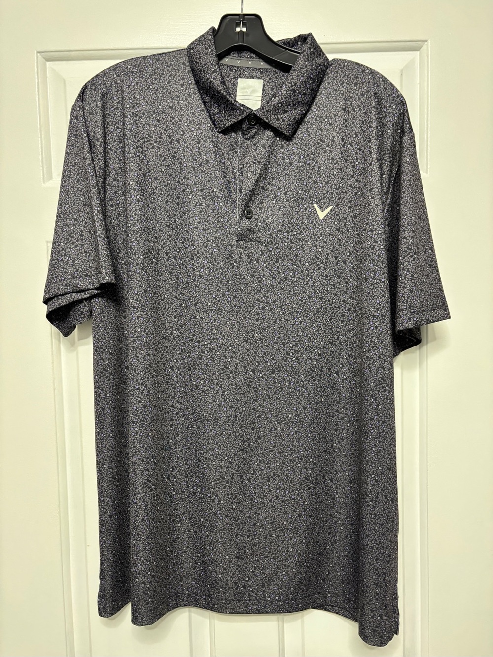Callaway Opti-Dri Men’s Golf Polo Black Purple Floral Print Size Large